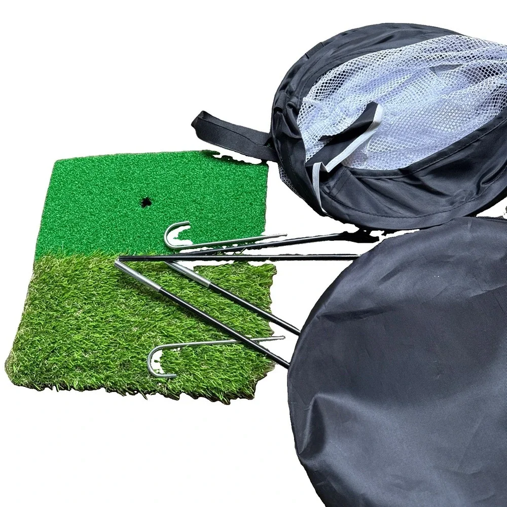 Golf Chipping Net With Hitting Mat Practice Set Pop-Up Target Training Gift